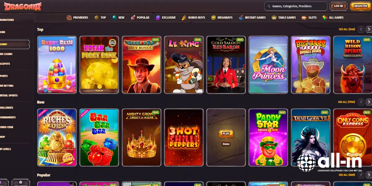 Popular European online casino games - slots, roulette, blackjack and poker